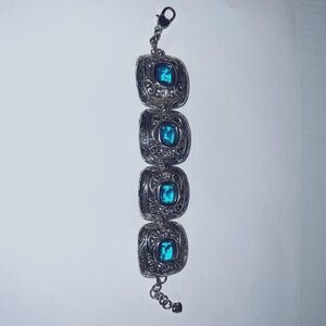 Brighton silver chain bracelet with aquamarine accents